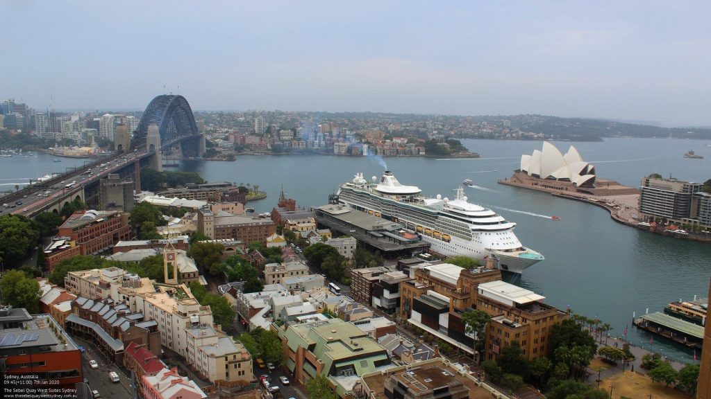 cruise ship overlooking sydney harbour