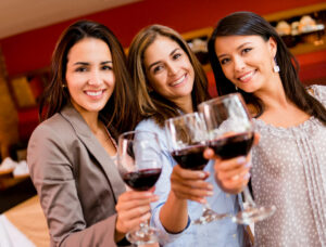 3 ladies with wine glass