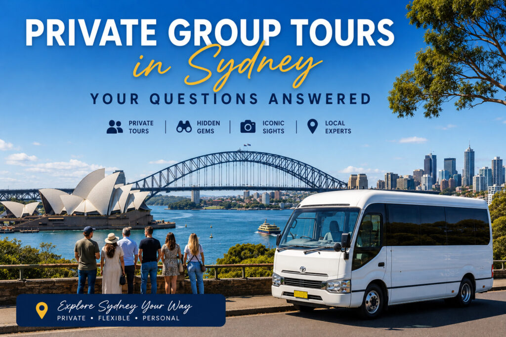 Private group tour in Sydney visiting Sydney Harbour, Opera House and hidden gems with Shire Shuttle Bus